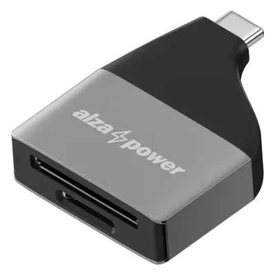 Čtečka karet AlzaPower USB-C 3.0 Metal Memory Card Reader stříbrná