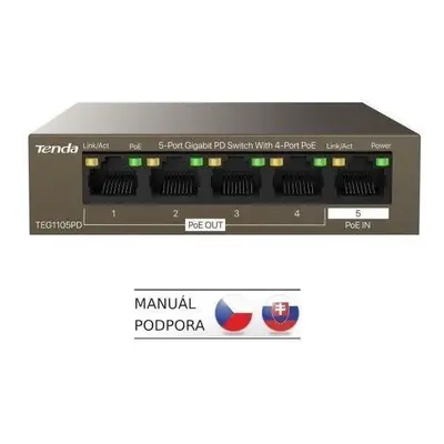 Switch Tenda TEG1105PD Gigabit PoE PD Fanless Switch 30W