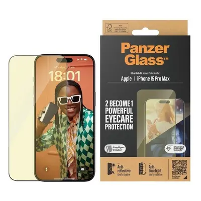 Ochranné sklo PanzerGlass Apple iPhone 15 Pro Max AntiRexní & AntiBlue s instalačním rámečkem