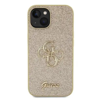 Kryt na mobil Guess PU Fixed Glitter 4G Metal Logo Zadní Kryt pro iPhone 13 Gold