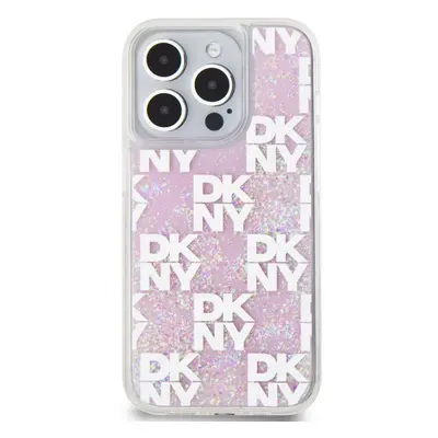 Kryt na mobil DKNY Liquid Glitter Checkered Pattern Zadní Kryt pro iPhone 15 Pro Pink