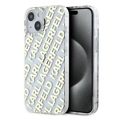 Kryt na mobil Karl Lagerfeld IML Electroplated Repeated Logo Zadní Kryt pro iPhone 15 Gold