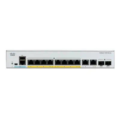 Catalyst C1000-8T-2G-L, 8x 10/100/1000 Ethernet ports, 2x 1G SFP and RJ-45 combo uplinks