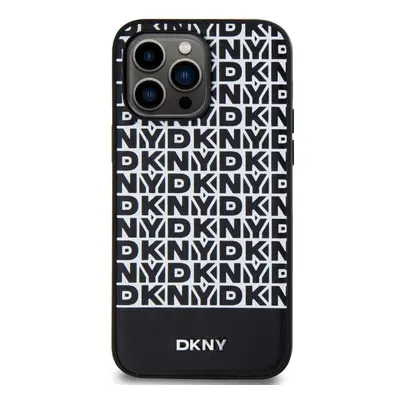 Kryt na mobil DKNY PU Leather Repeat Pattern Bottom Stripe MagSafe Zadní Kryt pro iPhone 15 Pro 