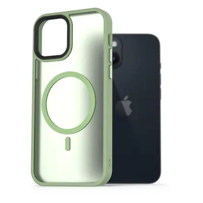 Kryt na mobil AlzaGuard Matte Case Compatible with MagSafe pro iPhone 14 zelený