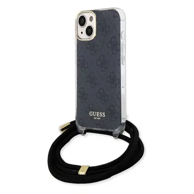 Kryt na mobil Guess IML 4G Printed Crossbody Zadní Kryt pro iPhone 15 Black