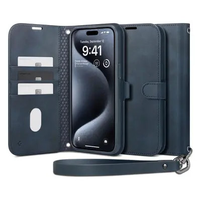 Pouzdro na mobil Spigen Wallet S Pro Navy iPhone 15 Pro