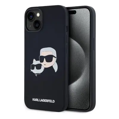 Kryt na mobil Karl Lagerfeld Liquid Silicone Double Heads MagSafe Zadní Kryt pro iPhone 14 Black