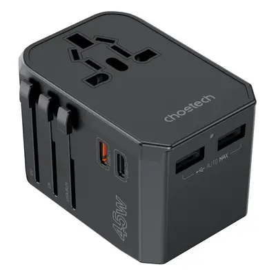 Cestovní adaptér ChoeTech PD45W 2C+2A Travel Wall Charger (US/EU/UK/AU)