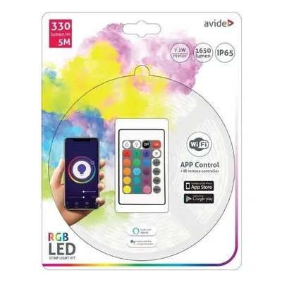 LED pásek Avide Set Wifi LED pásek RGB s ovládáním a zdrojem 5m