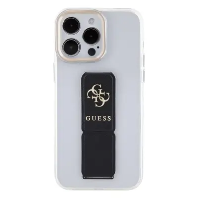 Kryt na mobil Guess PU Grip Stand 4G Metal Logo Zadní Kryt pro iPhone 15 Pro Max Black