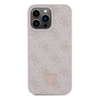 Kryt na mobil Guess PU 4G Strass Triangle Metal Logo Zadní Kryt pro iPhone 15 Pro Max Pink