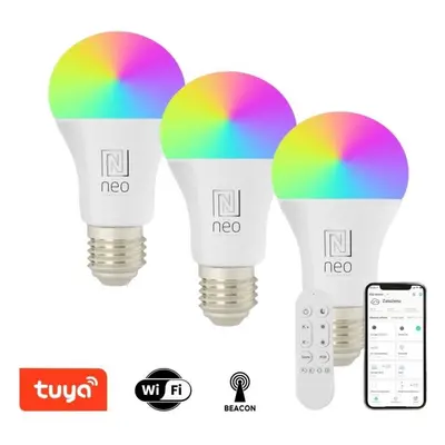 LED žárovka IMMAX NEO LITE 3x Smart žárovka LED E27 11W RGB+CCT, stmívatelná, WiFi, Beacon, DO