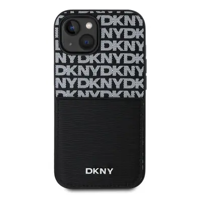 Kryt na mobil DKNY PU Leather Repeat Pattern Card Pocket Zadní Kryt pro iPhone 14 Black