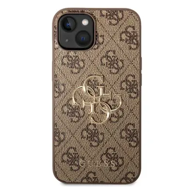 Kryt na mobil Guess PU 4G Metal Logo Zadní Kryt pro iPhone 15 Plus Brown