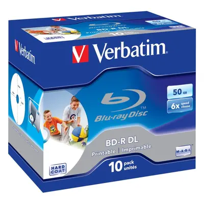 Média VERBATIM BD-R DL 50GB, 6x, printable, jewel case 10 ks