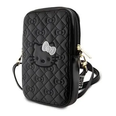 Taška na telefon Hello Kitty PU Leather Quilted Pattern Kitty Head Logo Black