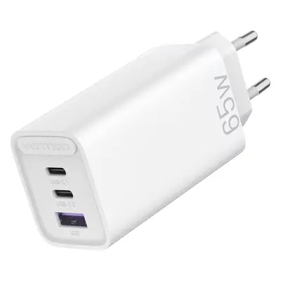 Nabíječka do sítě Vention 3-port GaN Charger (65W USB-C / 30W USB-C / 30W USB) White