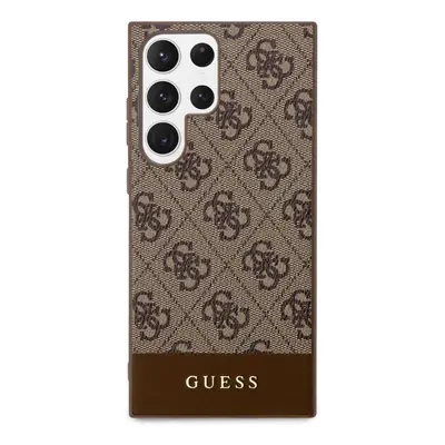 Kryt na mobil Guess PU 4G Stripe Zadní Kryt pro Samsung Galaxy S24 Ultra Brown