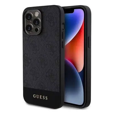 Kryt na mobil Guess PU 4G Stripe MagSafe Zadní Kryt pro iPhone 15 Pro Black