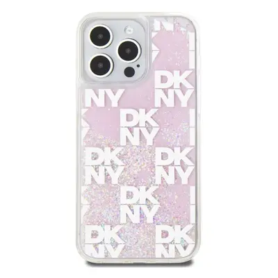 Kryt na mobil DKNY Liquid Glitter Checkered Pattern Zadní Kryt pro iPhone 15 Pro Max Pink