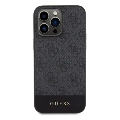 Kryt na mobil Guess PU 4G Stripe MagSafe Zadní Kryt pro iPhone 15 Pro Max Black