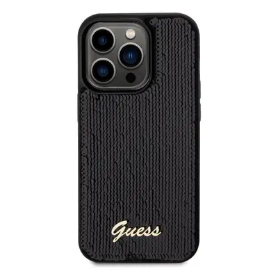 Kryt na mobil Guess Sequin Script Logo Zadní Kryt pro iPhone 14 Pro Black