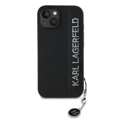 Kryt na mobil Karl Lagerfeld PU Saffiano Rhinestone Charm Zadní Kryt pro iPhone 14 Black