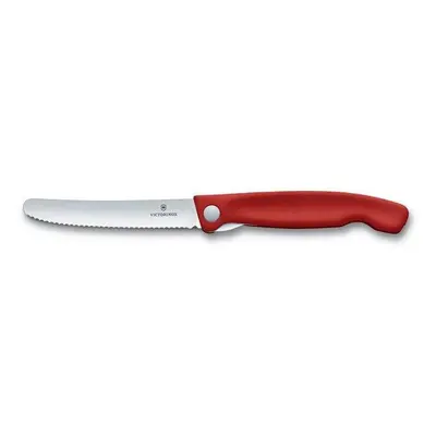 Kuchyňský nůž Victorinox skládací svačinový nůž Swiss Classic, červený, vlnkované ostří 11cm