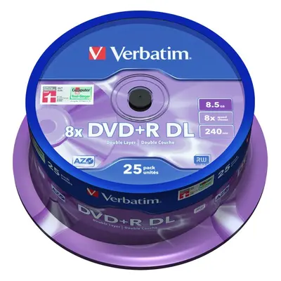 Média VERBATIM DVD+R DL AZO 8,5GB, 8x, spindle 25 ks