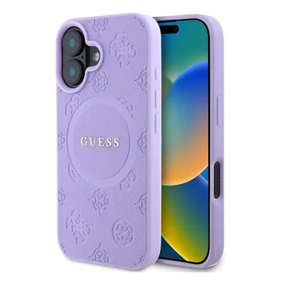 Kryt na mobil Guess Saffiano Peony Stamp MagSafe Zadní Kryt pro iPhone 16 Purple