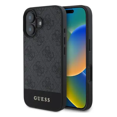 Kryt na mobil Guess PU 4G Stripe Zadní Kryt pro iPhone 16 Grey