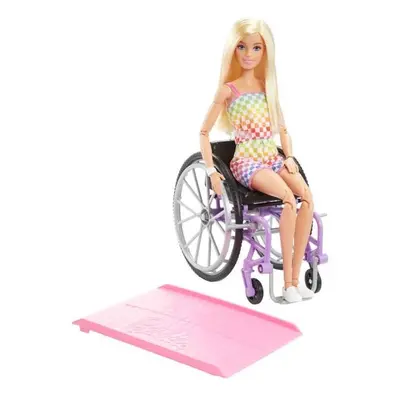 Panenka Barbie Modelka Na Invalidním Vozíku V Kostkovaném Overalu