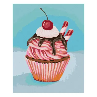 zuty Zuty - Malování Podle Čísel - Jahodový Cupcake S Lékořicovou Tyčinkou (Myroslava Voloschuk)