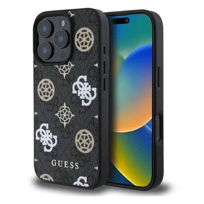 Kryt na mobil Guess PU 4G Peony MagSafe Zadní Kryt pro iPhone 16 Pro Max Black