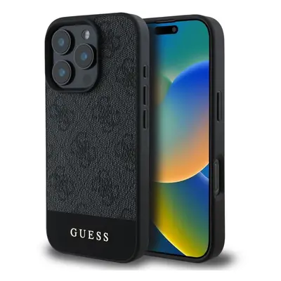 Kryt na mobil Guess PU 4G Stripe Zadní Kryt pro iPhone 16 Pro Max Grey