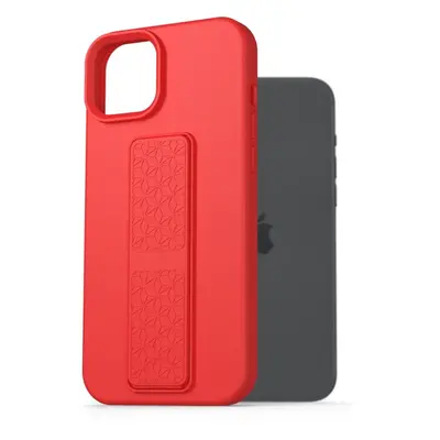 Kryt na mobil AlzaGuard Liquid Silicone Case with Stand pro iPhone 15 Plus červené