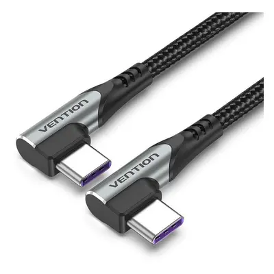 Datový kabel Vention Type-C (USB-C) 2.0 to USB-C Dual Right Angle 0.5M Gray Aluminum Alloy Type