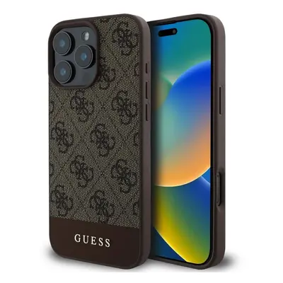 Kryt na mobil Guess PU 4G Stripe Zadní Kryt pro iPhone 16 Pro Brown