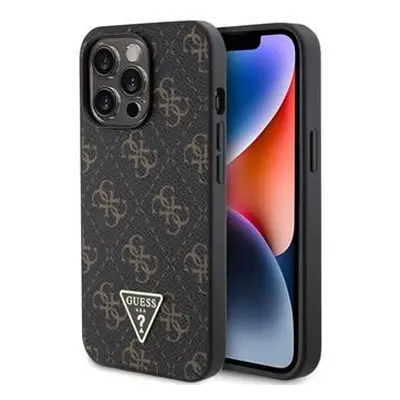 Guess PU Leather 4G Triangle Metal Logo Zadní Kryt pro iPhone 13 Pro Black