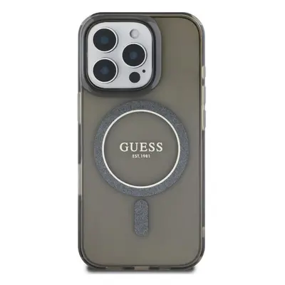 Kryt na mobil Guess IML Glitter Ring MagSafe Zadní Kryt pro iPhone 16 Pro Black