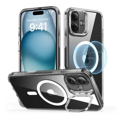 ESR Classic Hybrid Case with Stash Stand (HaloLock), Compatible with iPhone 16 Plus, Clear 1A748