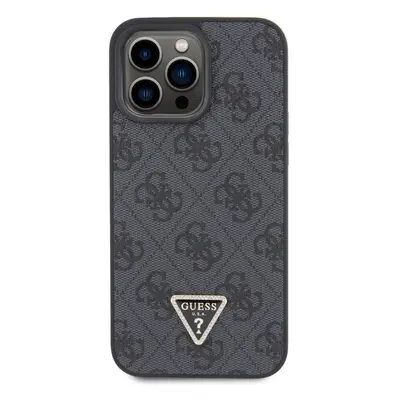 Kryt na mobil Guess PU 4G Strass Triangle Metal Logo Zadní Kryt pro iPhone 15 Pro Max Black