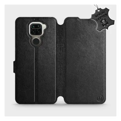 Kryt na mobil Flip pouzdro na mobil Xiaomi Redmi Note 9 - Černé - kožené - Black Leather