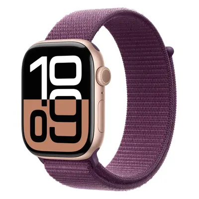 Chytré hodinky Apple Watch Series 10 42mm Růžově zlatý hliník se švestkovým provlékacím řemínkem