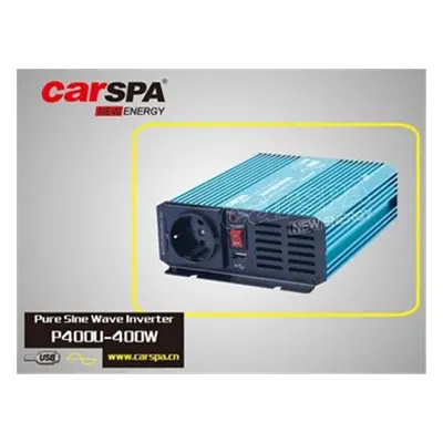 Měnič napětí Carspa P400U-122 12V/230V+USB 400W, čistá sinusovka