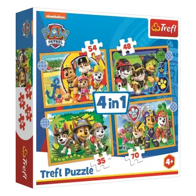 Puzzle Trefl Puzzle Tlapková patrola: Prázdniny 4v1 (35,48,54,70 dílků)