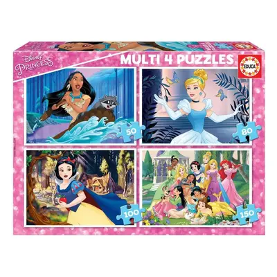 Puzzle Educa Puzzle Disney princezny 4v1 (50,80,100,150 dílků)