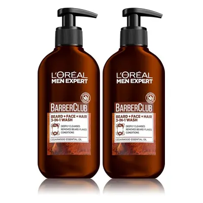 Kosmetická sada L'ORÉAL PARIS Men Expert Barber Club 3v1 Gel 2 x 200 ml