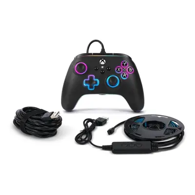 Gamepad PowerA Advantage Wired Controller - Xbox Series X|S with Lumectra + RGB LED Strip - Blac